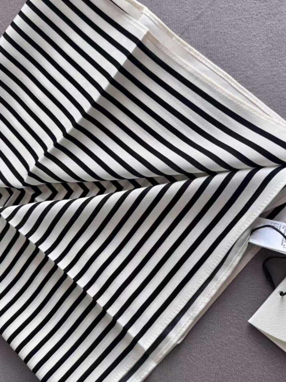 Toteme Monogram Stripe Silk Square Scarf Black White - Picture 8 of 9